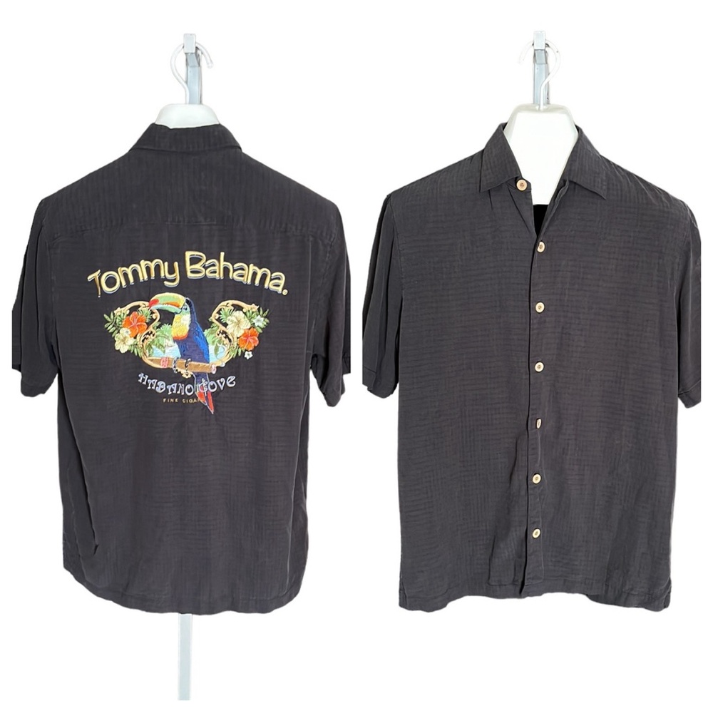 Tommy Bahama Silk Embroidered Button Down Shirt